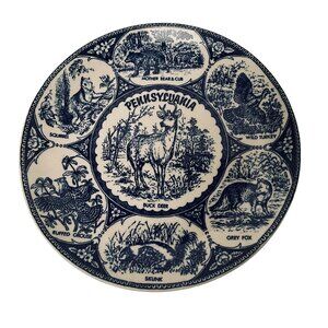 Vintage Pennsylvania‎ Souvenir Plate Blue White Japan